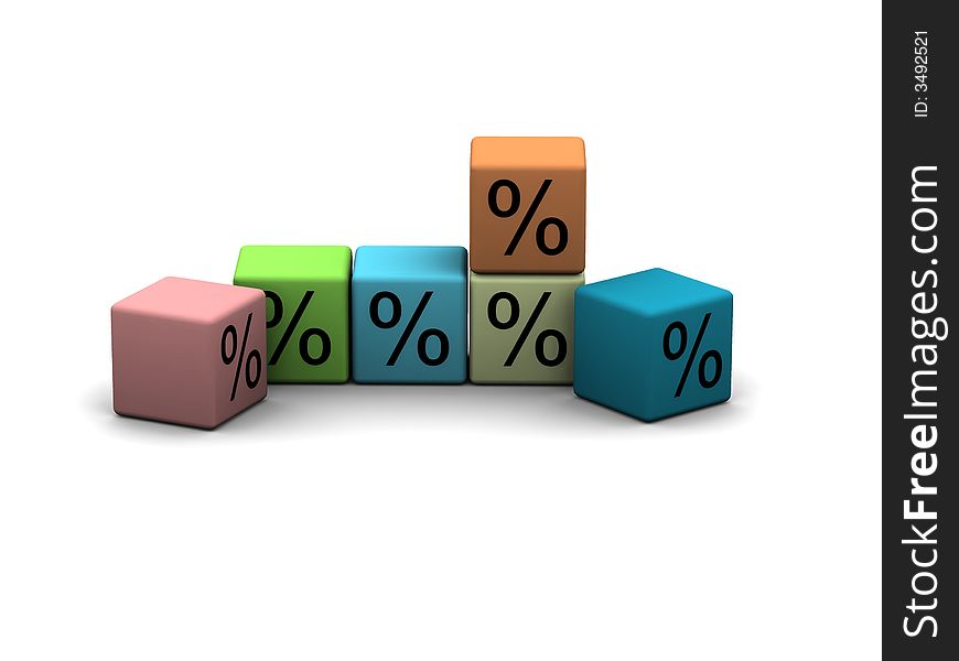 Cubes with percent symbols - 3d illustration