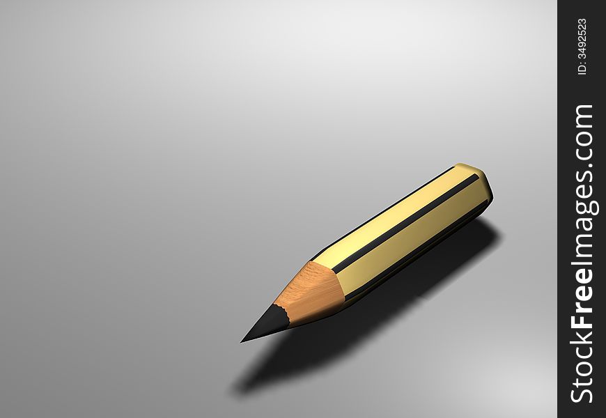 A single pencil on freespace white background - 3d render. A single pencil on freespace white background - 3d render