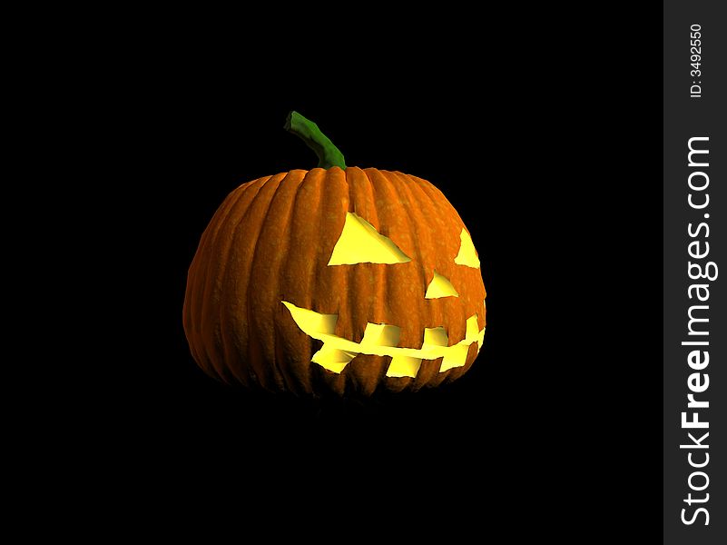 Old halloween pumpkin on black background - illustration