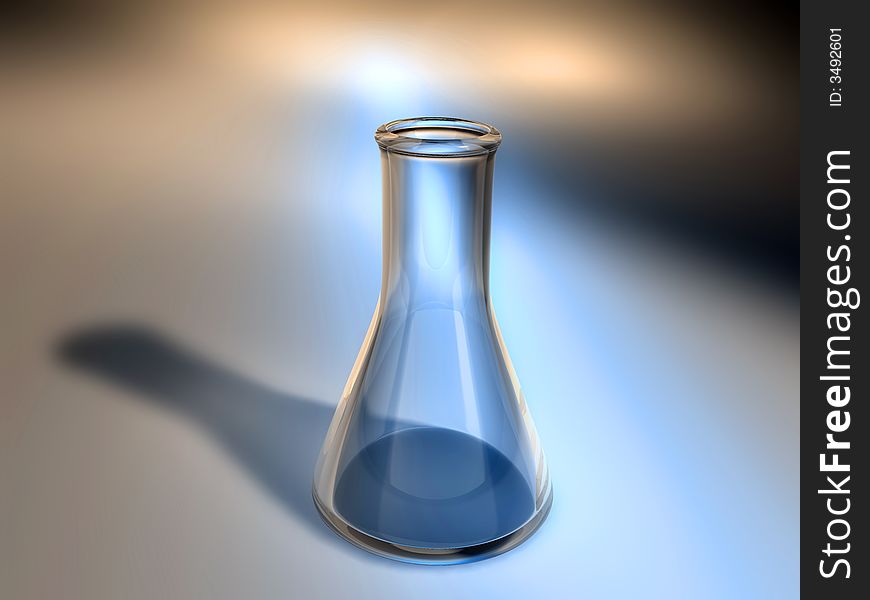 An empty chemistry flask on color background - 3d render. An empty chemistry flask on color background - 3d render