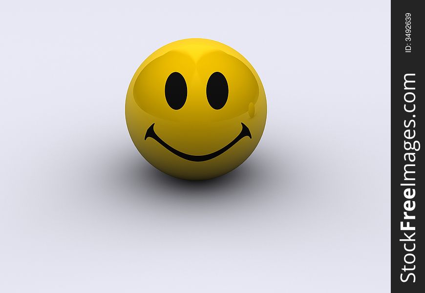 A conceptual smiling yellow face - rendered in 3d. A conceptual smiling yellow face - rendered in 3d