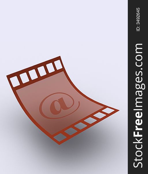 A conceptual strip film frame with around mark - 3d render. A conceptual strip film frame with around mark - 3d render