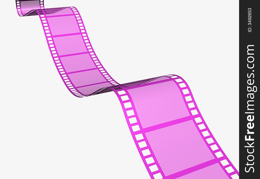 A conceptual strip film on white background - 3d render. A conceptual strip film on white background - 3d render