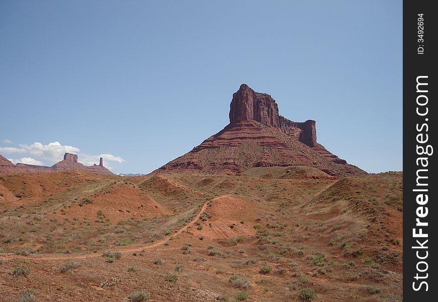 The picture of desert landscape taken from Utah scenic byway 128.