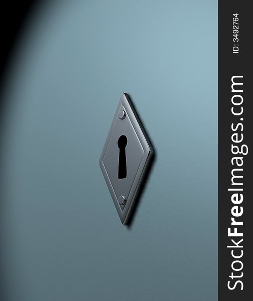 Conceptual keyhole on green door - 3d render. Conceptual keyhole on green door - 3d render