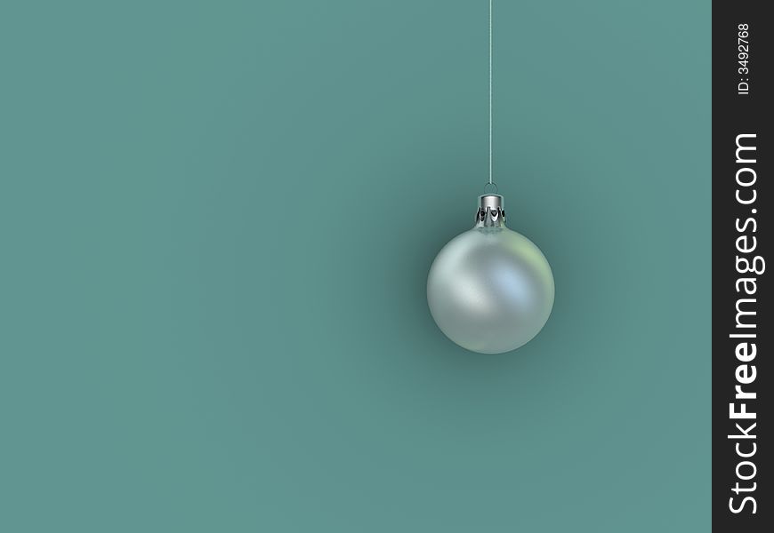 Christmas silver ornament on green background - rendered in 3d. Christmas silver ornament on green background - rendered in 3d