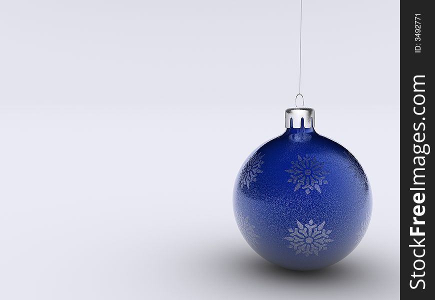 Christmas blue ornament on white background - rendered in 3d. Christmas blue ornament on white background - rendered in 3d