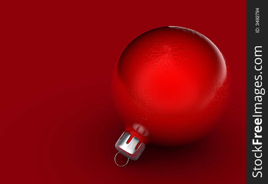 Christmas red ornament on red background - rendered in 3d. Christmas red ornament on red background - rendered in 3d
