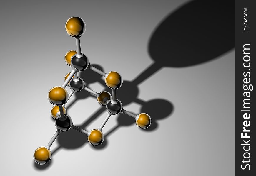 Conceptual model of molecular structure - rendered in 3d. Conceptual model of molecular structure - rendered in 3d