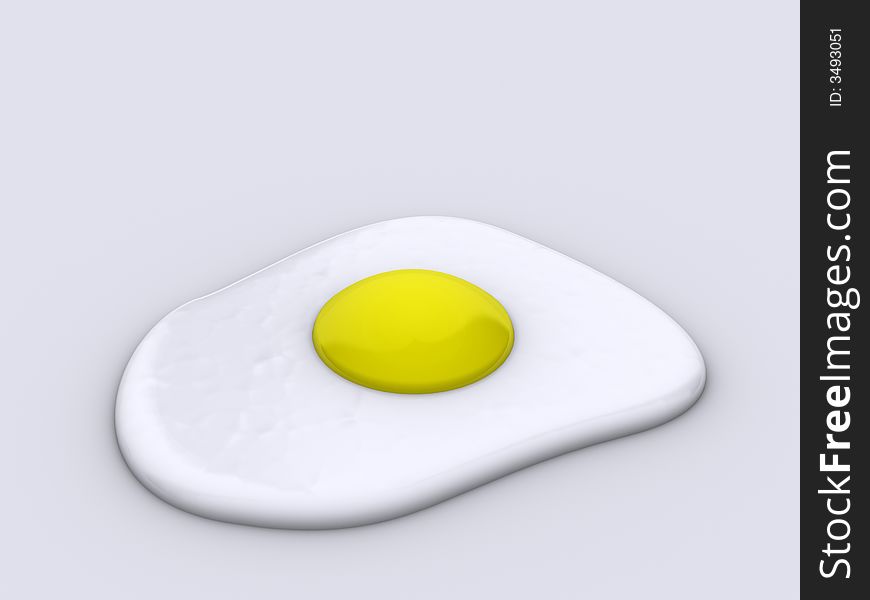 Roasted egg on simply white background - rendered in 3d. Roasted egg on simply white background - rendered in 3d