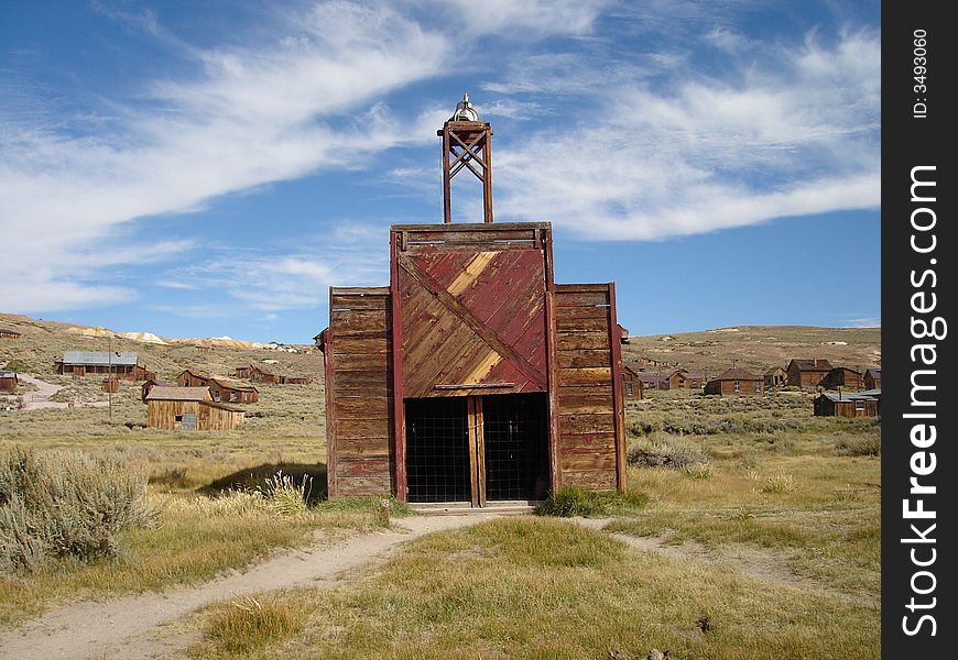 The picture of old firehouse taken in Bodie Ghost town in California. The picture of old firehouse taken in Bodie Ghost town in California.