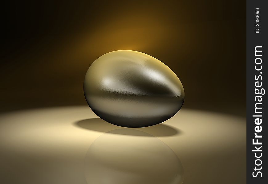 A conceptual golden egg on brown backgroud - rendered in 3d. A conceptual golden egg on brown backgroud - rendered in 3d