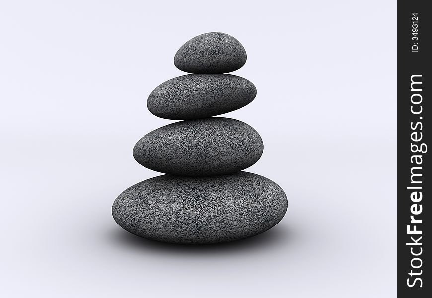 Conceptual stack of stones on white background - 3d render. Conceptual stack of stones on white background - 3d render
