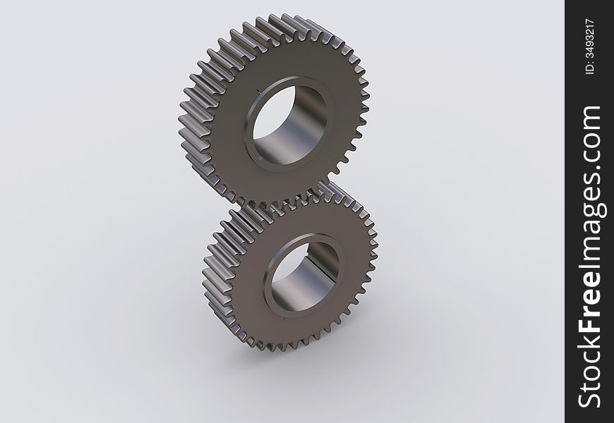 Two conceptual interlocked gears - rendered in 3d. Two conceptual interlocked gears - rendered in 3d