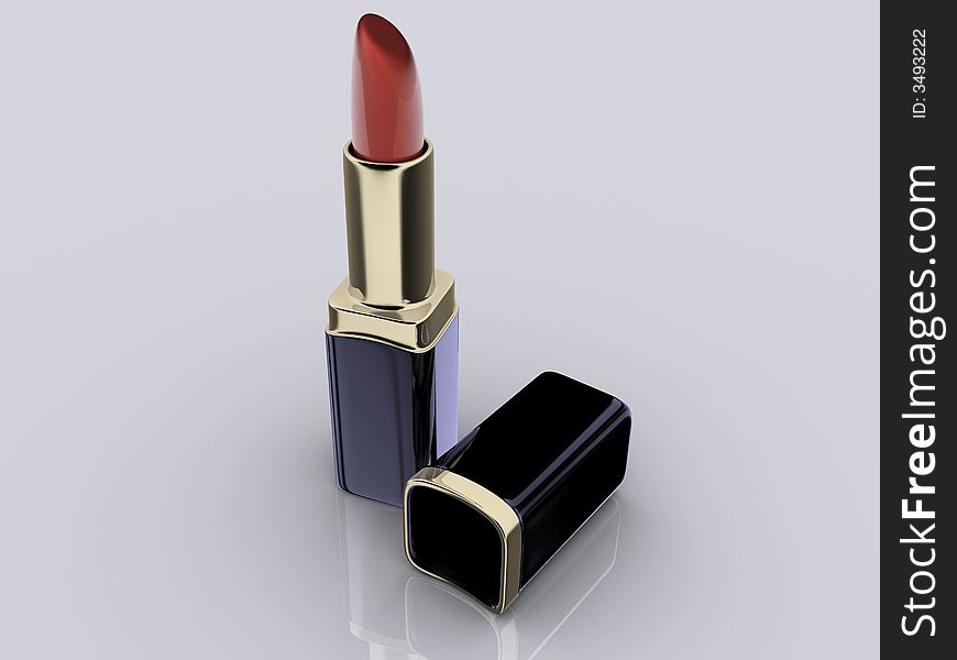 Red lipstick on withe background - rendered in 3d. Red lipstick on withe background - rendered in 3d