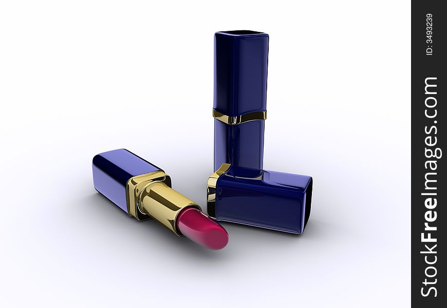 Red lipsticks on withe background - rendered in 3d. Red lipsticks on withe background - rendered in 3d