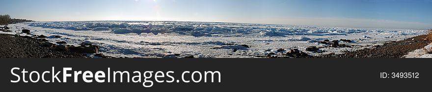 The frozen shoreline of Lake Superior.