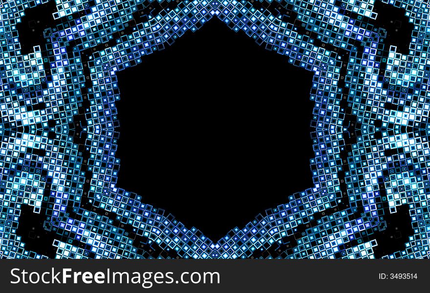 Abstract blue design with black copy space in center