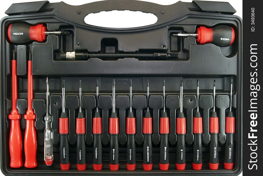 Set of professional screw-drivers and nozzles. Set of professional screw-drivers and nozzles