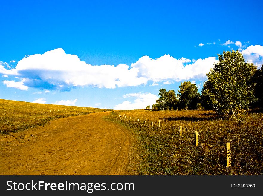Autumn,Mongolia,grassland skies and clouds. Autumn,Mongolia,grassland skies and clouds