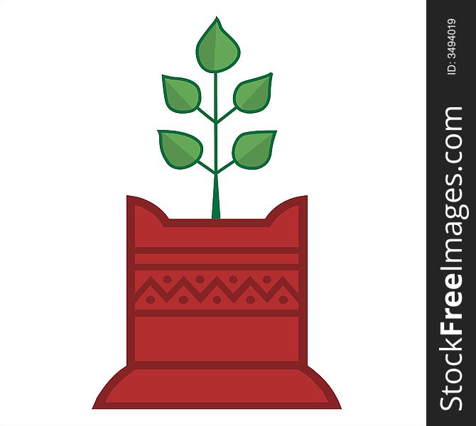 Illustration of Tulsi plant in decorated foundation. Illustration of Tulsi plant in decorated foundation