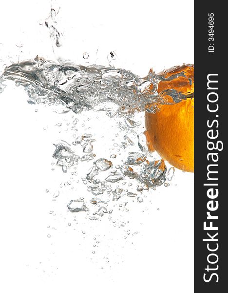 An image of orange in water