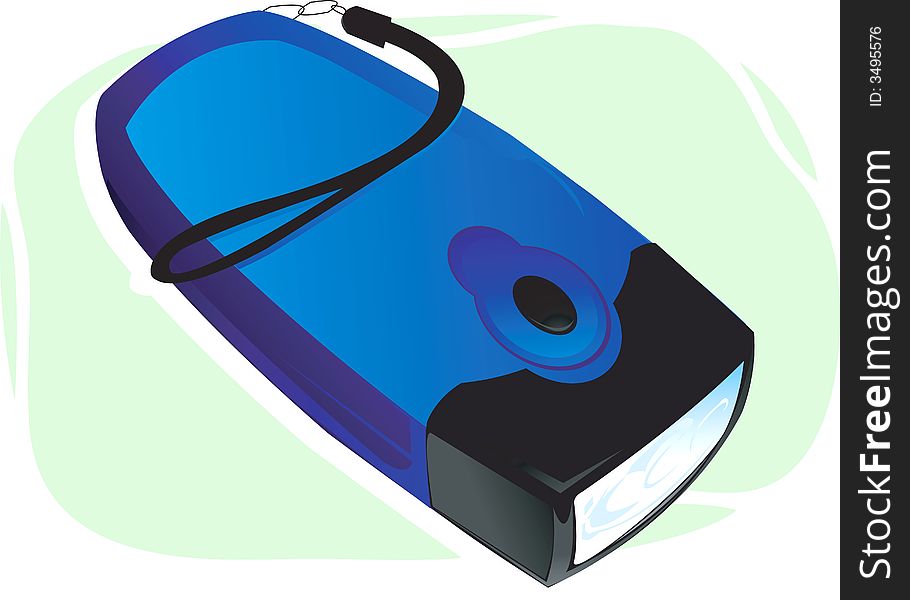 Illustrationof Blue Rechargeable torch with strings. Illustrationof Blue Rechargeable torch with strings