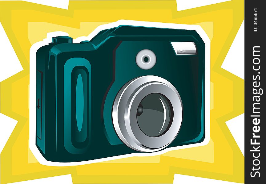 Illustration of Still camera with zooming lens