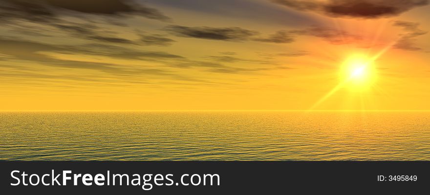 Beautiful sea and sky at sunset - digital artwork. Beautiful sea and sky at sunset - digital artwork
