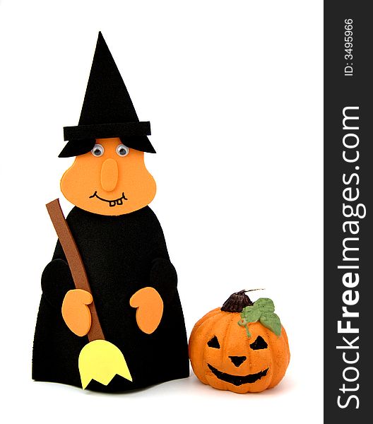 Witch and pumpkin symbols of the festivity of halloween