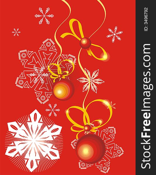 Winter holiday background with snowflakes and ribbons,  illustration.