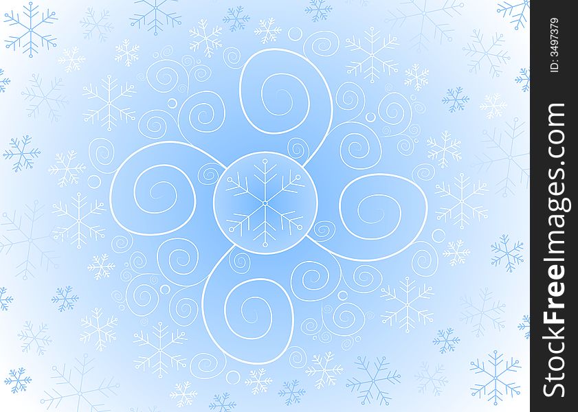 An abstract background pattern featuring a collage of various snowflakes fading into the background. An abstract background pattern featuring a collage of various snowflakes fading into the background