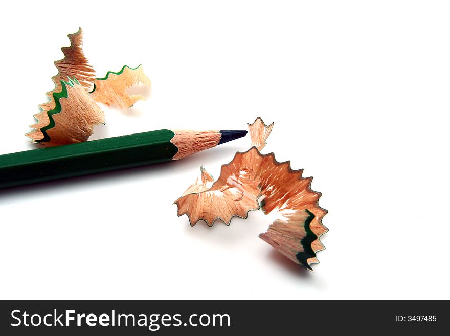 Pencil Shavings isolated in white background