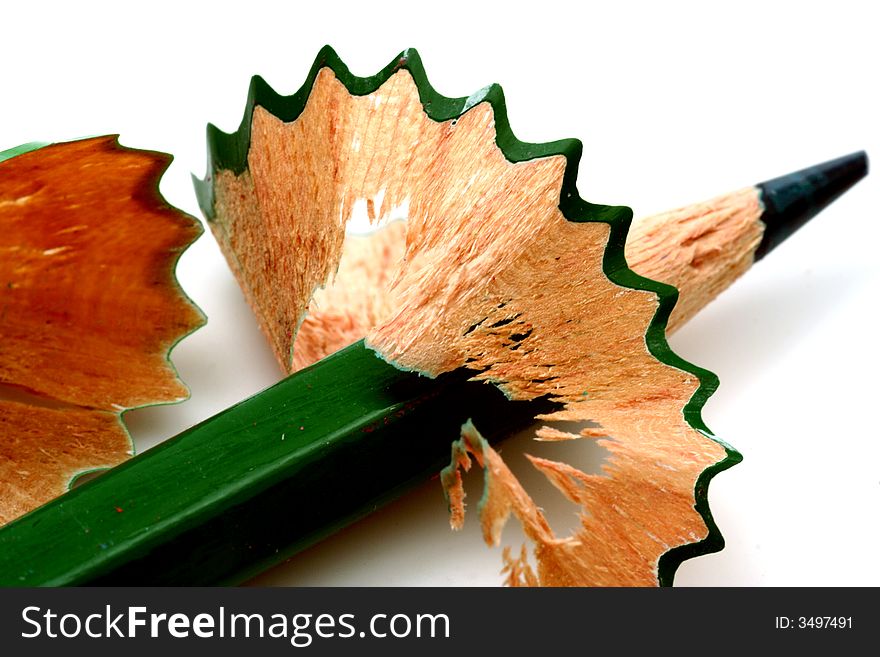 Pencil Shavings isolated in white background