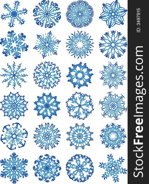 Beautiful cold crystal gradient snowflakes vector illustration. Fully editable, easy color. Beautiful cold crystal gradient snowflakes vector illustration. Fully editable, easy color