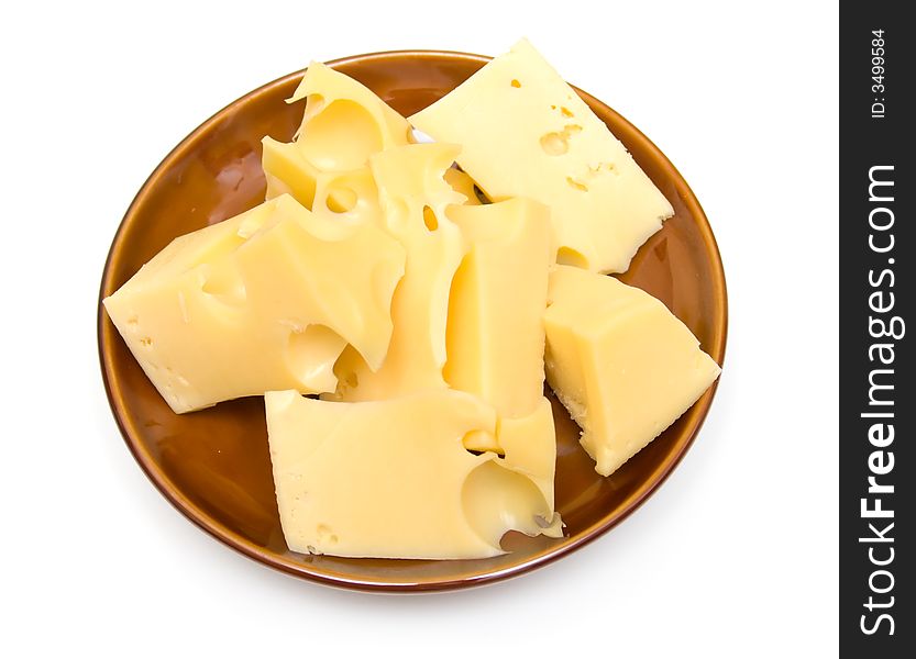 Cheese On A Brown Plate