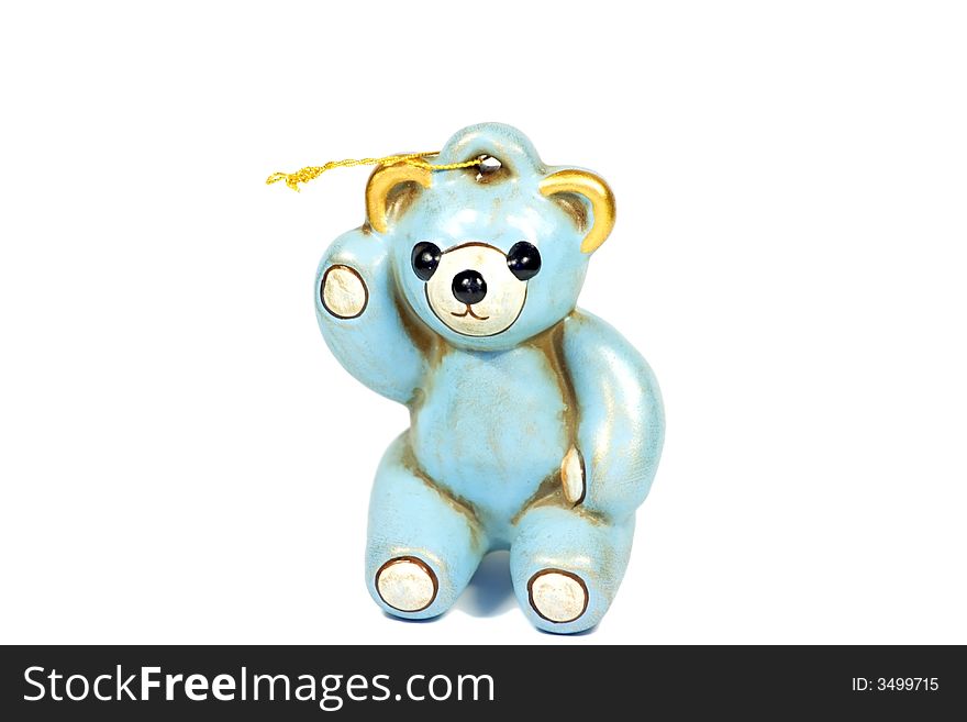 An old toy of smiling bear for decorating christmas tree. An old toy of smiling bear for decorating christmas tree