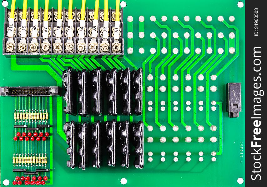 Green circuit board control of computer. Green circuit board control of computer