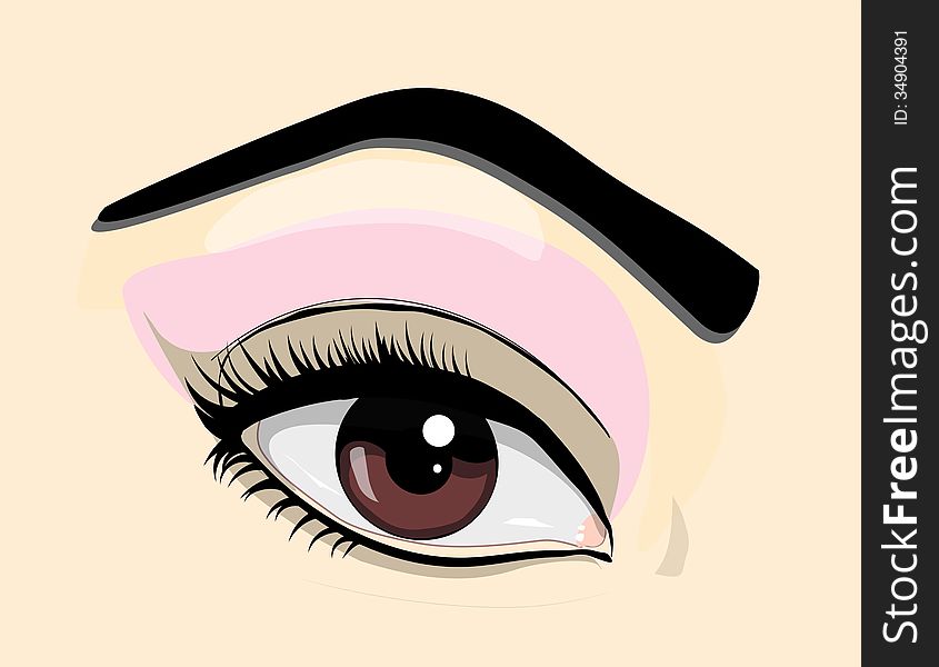 Brown eye close-up - illustration.