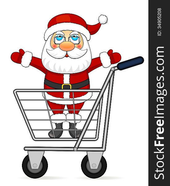 Santa Claus in shopping cart