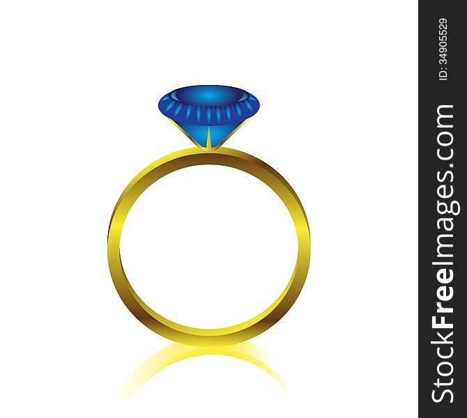 Fashion. Jewelry ring with sapphire