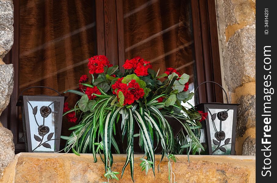 Charming entrance of courtyard of old mediterranean village Spili. Charming entrance of courtyard of old mediterranean village Spili