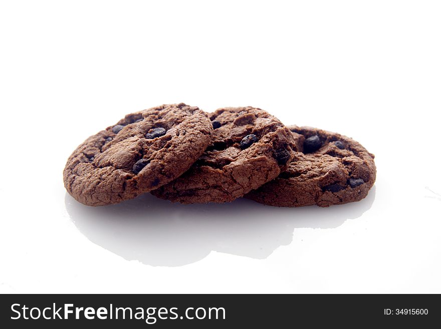 Chocolate Cookies over white background