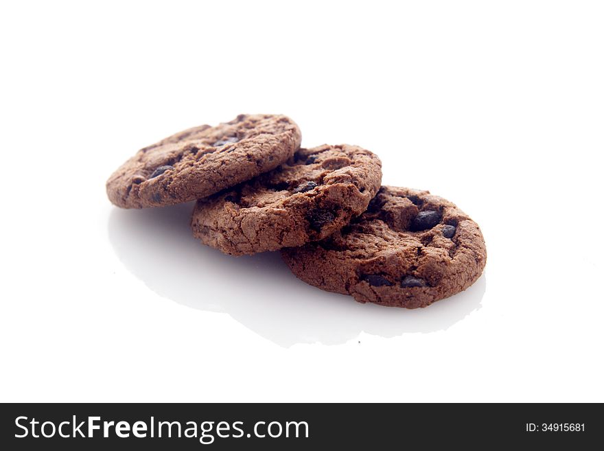 Chocolate Cookies over white background