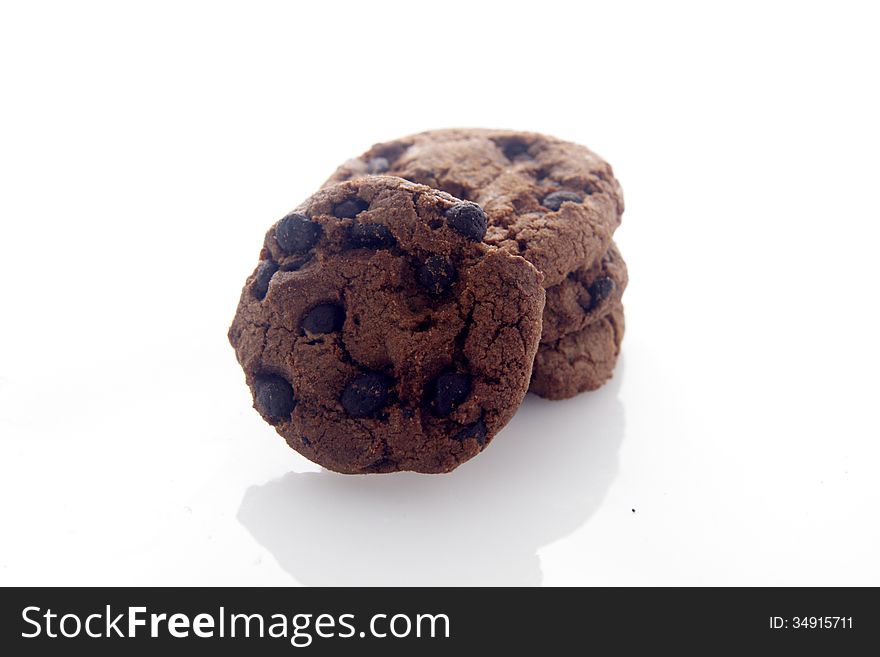 Chocolate Cookies over white background