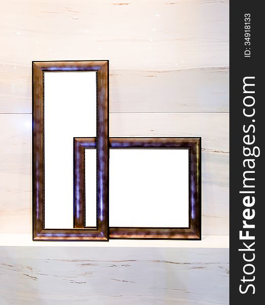 Abstract box with picture frame on clear background