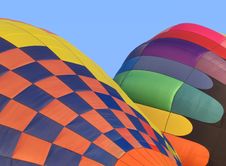 Two Hot Air Balloons Inflating. Royalty Free Stock Photography Two Hot Air Balloons Inflating. Royalty Free Stock Photography