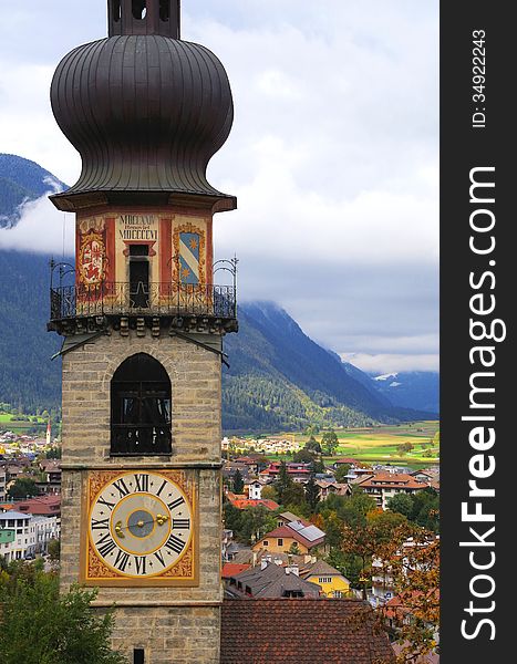 View over the city of Bruneck in northern Italy. View over the city of Bruneck in northern Italy