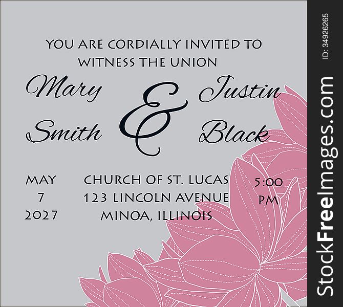 Wedding card or invitation with abstract floral background