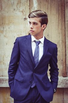 Attractive Young Businessman In Urban Background Royalty Free Stock Photos